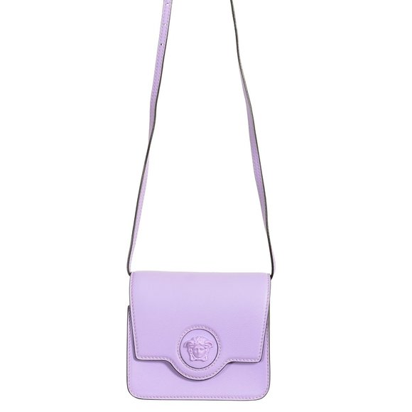 Versace Handbags - Versace Women's Lilac Textured Leather Medusa Head Crossbody Shoulder Bag